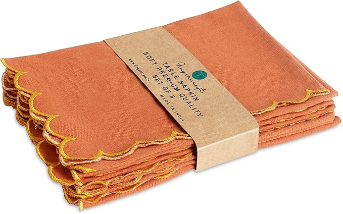 Dinner Napkins, Everyday Use, Cotton Linen Blend Napkins Set of 6 Perfect for Parties Dinners Wed... | Amazon (US)