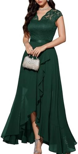 Bbonlinedress Women's V-Neck Dress for Women Wedding Guest Hi-Lo Floral Lace Prom Cocktail Party ... | Amazon (US)