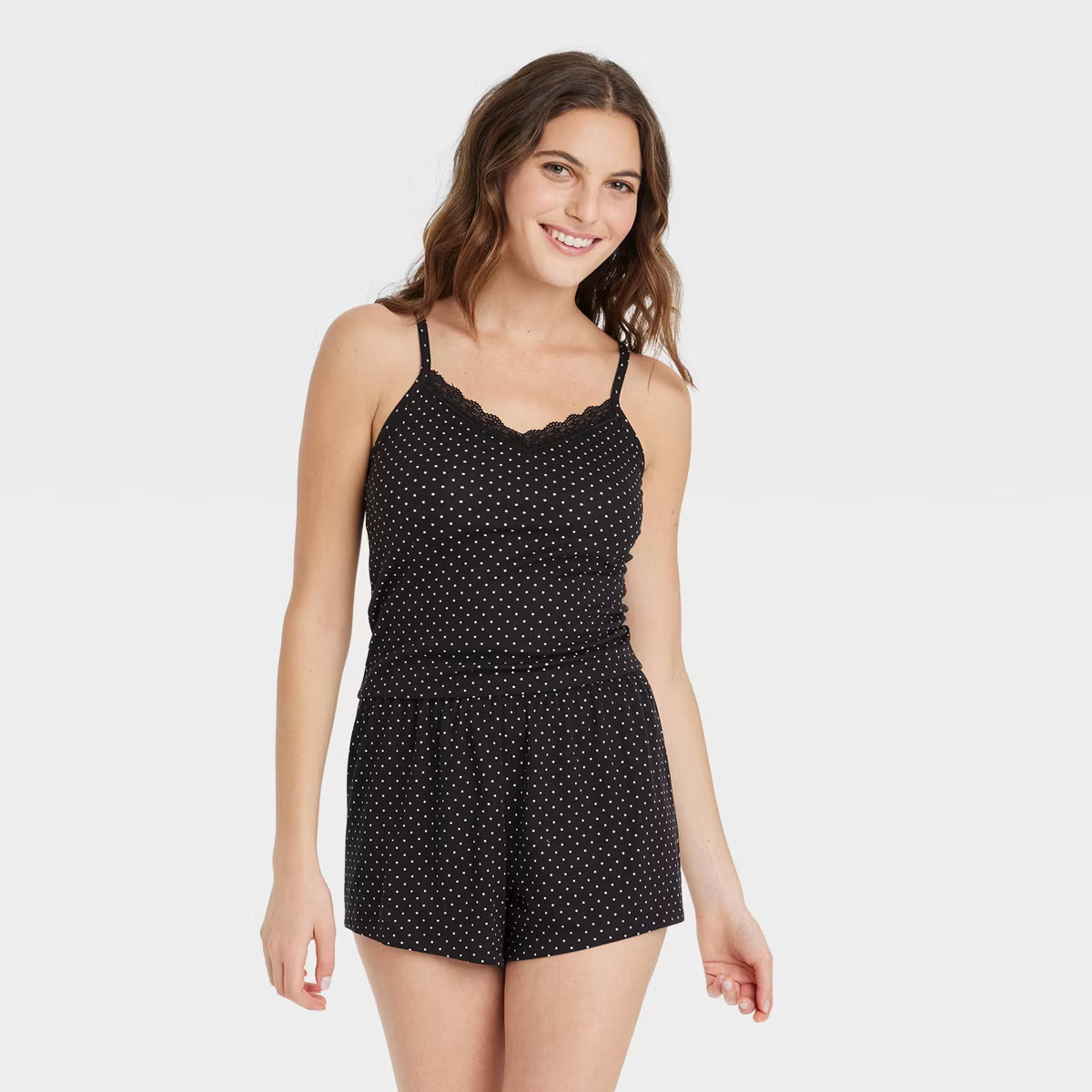 Women's Lace Trim Pajama Set - Colsie™ White/Floral XS | Target