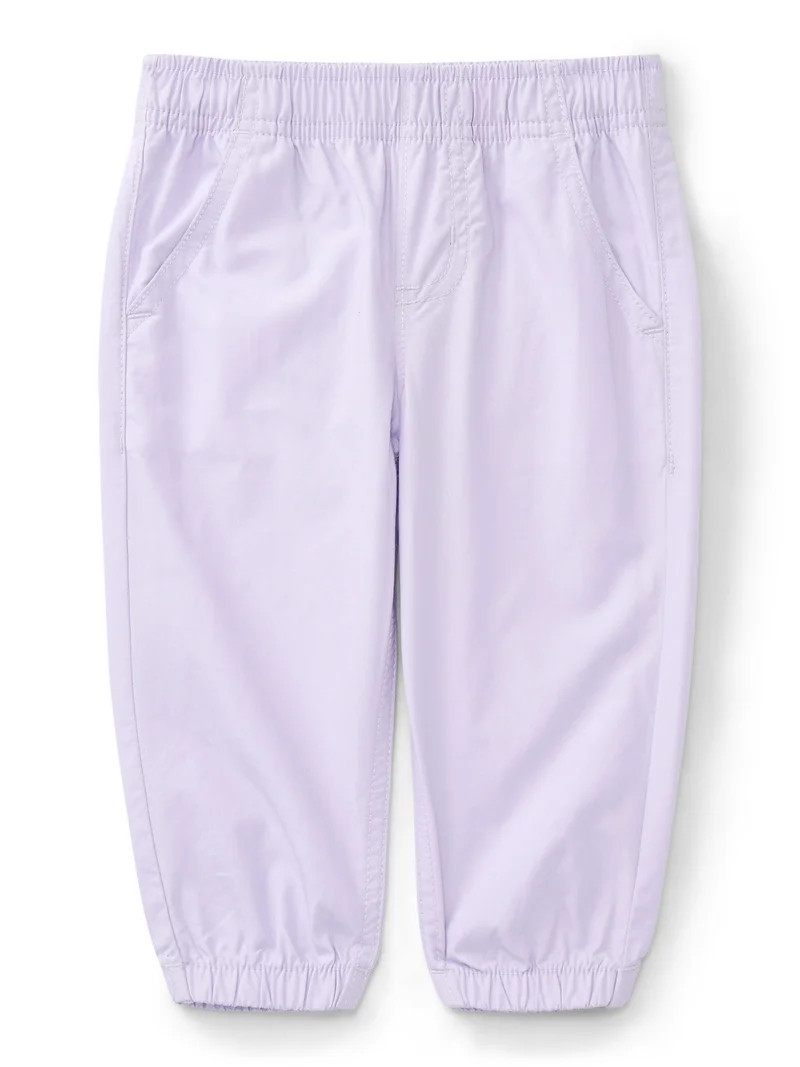 Wonder Nation Baby Girls Woven Cotton Jogger Pants, Sizes Newborn-24M | Walmart (US)