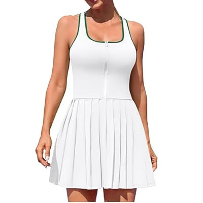 ATTRACO Women Tennis Dress with Built in Shorts and Bra Pleated Golf Dress Seamless At… | Amazon (US)