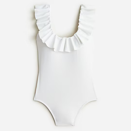 Ruffle scoopback one-piece | White Swimsuit | Bride Swimsuit | Beach Bachelorette Swimsuit White  | J. Crew US