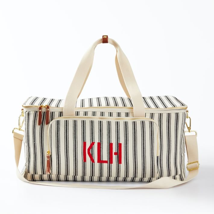 Striped Zip Top Cooler Box Tote | Mark and Graham