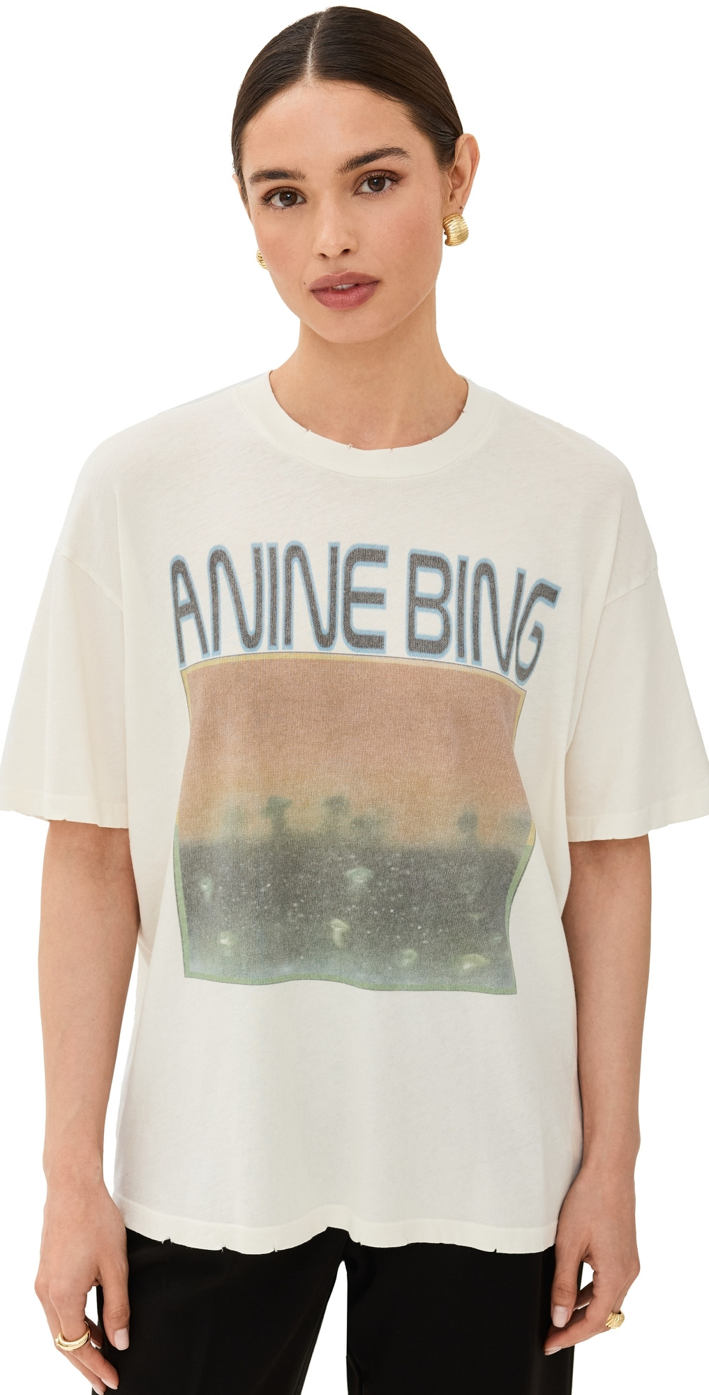 ANINE BING Cade Mushrooms Tee Off White M | Shopbop