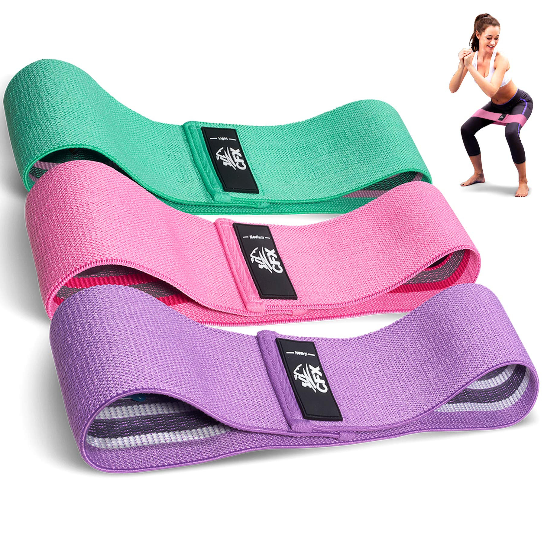 CFX Resistance Bands Set, Exercise Bands with Non-Slip Design for HIPS & Glutes, 3 Levels Workout... | Amazon (US)