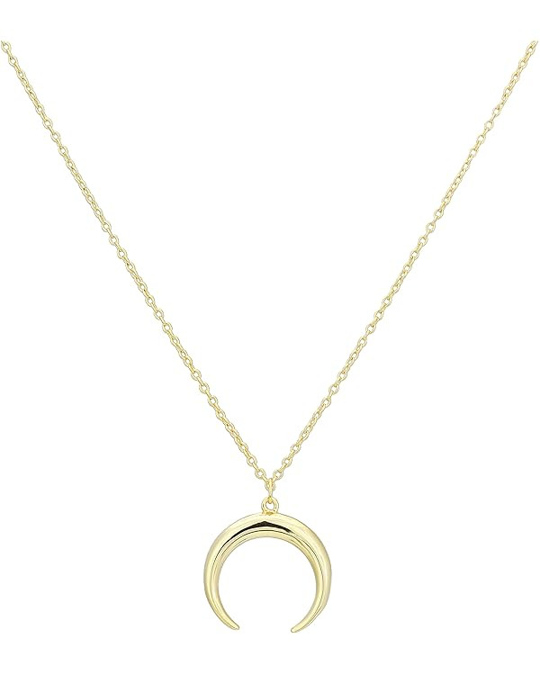 Moon Necklace for Women - 18K Gold Crescent Half Moon Double Horn Dainty Necklace | Amazon (US)