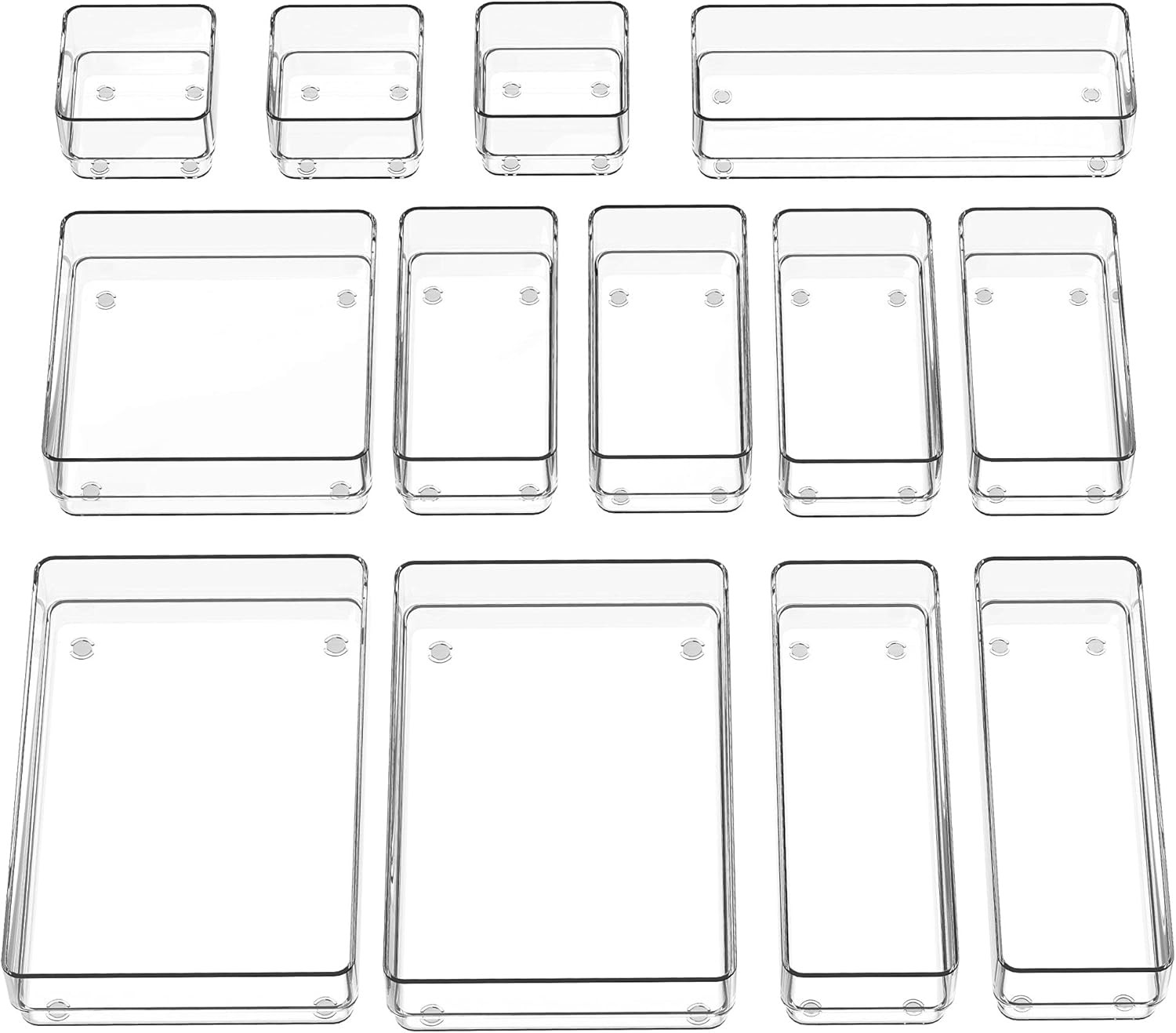 SMARTAKE 13-Piece Drawer Organizer with Non-Slip Silicone Pads, 5-Size Desk Drawer Organizer Tray... | Amazon (US)