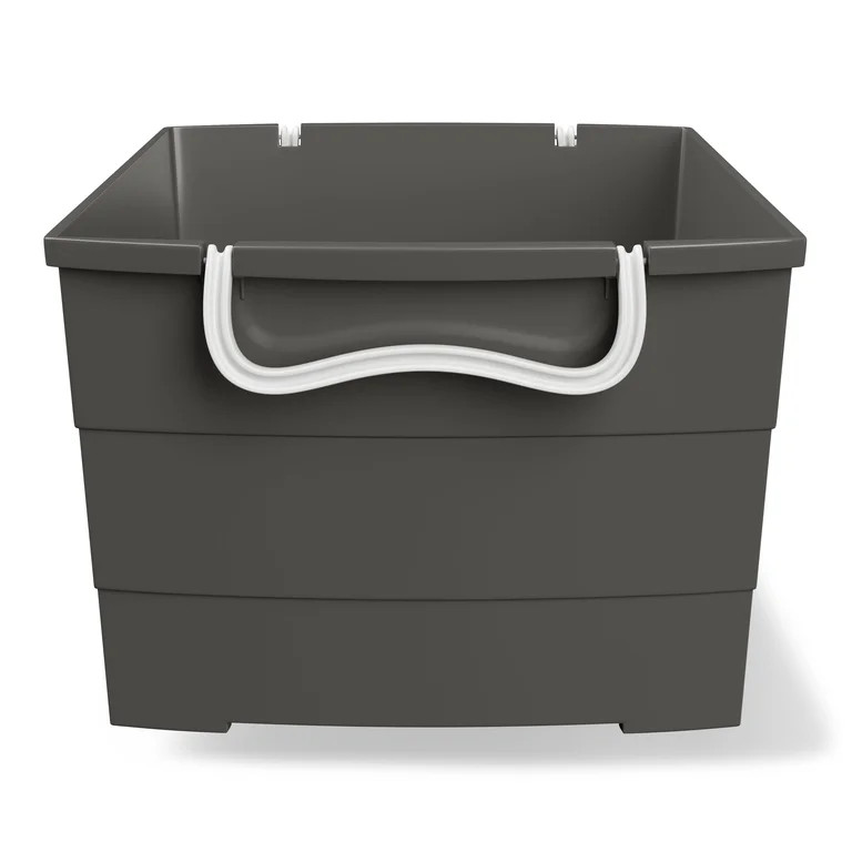 Mainstays Kids Large Gray Plastic Stackable Rolling Toy Storage Basket with Handles | Walmart (US)
