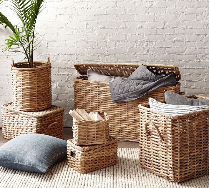 Aubrey Handwoven Basket Collection - Natural | Pottery Barn (US)