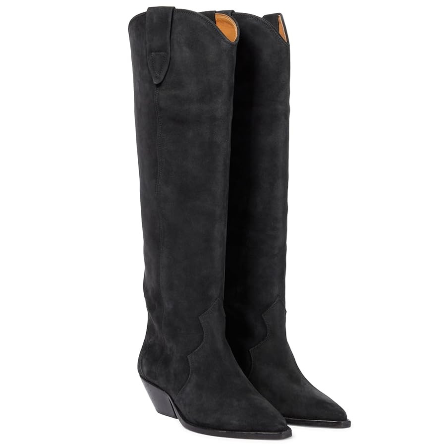 Suede Knee High Boots for Women Pointed Toe Cowboy Boots Chunky Low Heels Tall Long Boots Dressy ... | Amazon (US)