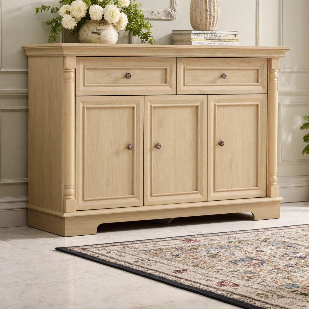 Solid Wood Modern Farmhouse Buffet Cabinet with Adjustable Shelves & Rustic Distressed Finish | Wayfair North America