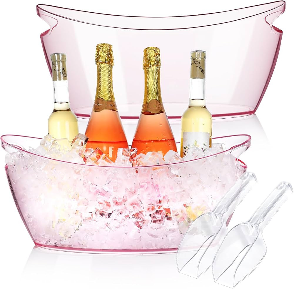 Ice Buckets for Parties, 2 PCS Acrylic Champagne Beverage with 2 Ice Bucket Scoop, Drinks Buckets... | Amazon (US)