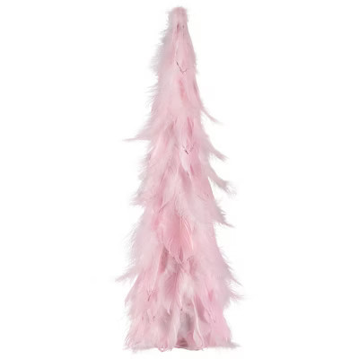 Northlight Glittered Layered Feather Cone Tree Christmas Decoration - 19.5" - Pink | Target