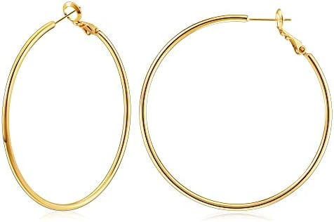 Gacimy Gold Hoop Earrings for Women 14K Gold Plated, 925 Sterling Silver Post Hypoallergenic Earr... | Amazon (US)