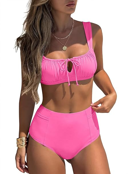 ANRABESS Bikini Sets for Women Two Piece Swimsuit Cutout String Ruched High Waisted Bathing Suits... | Amazon (US)