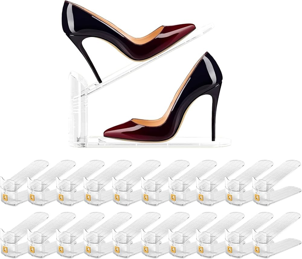 Clear Shoe Slots Organizer Adjustable Shoe Stacker Small Space Shoe Rack Holder Shoe Storage Orga... | Amazon (US)