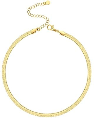 CHESKY 14K Gold/Silver Plated Snake Chain Necklace Herringbone Necklace Gold Choker Necklaces for... | Amazon (US)