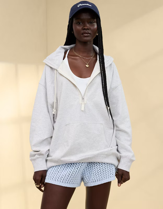Aerie Oversized Quarter Zip Hoodie | Aerie