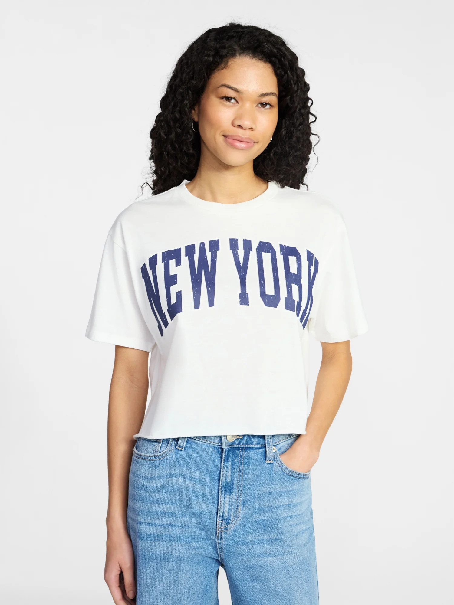 No Boundaries Boxy Cropped Graphic Tee, Women's XXS-XXL | Walmart (US)