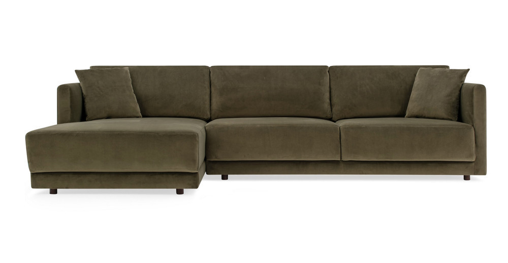 Domus 115" Fabric Sofa Sectional Left, Sage Velvet | Kardiel