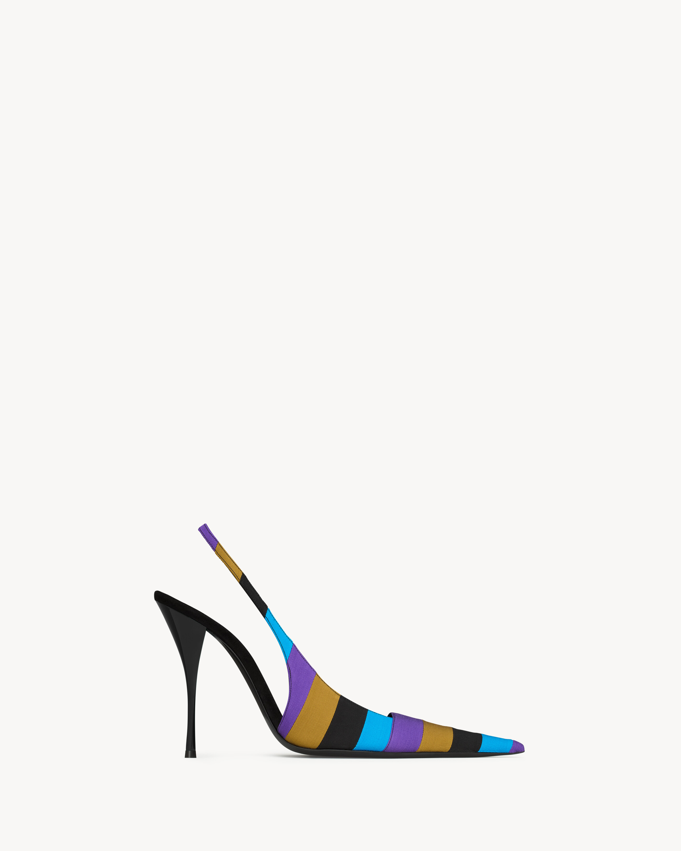 LOLA slingback pumps in striped grosgrain | Saint Laurent Inc. (Global)