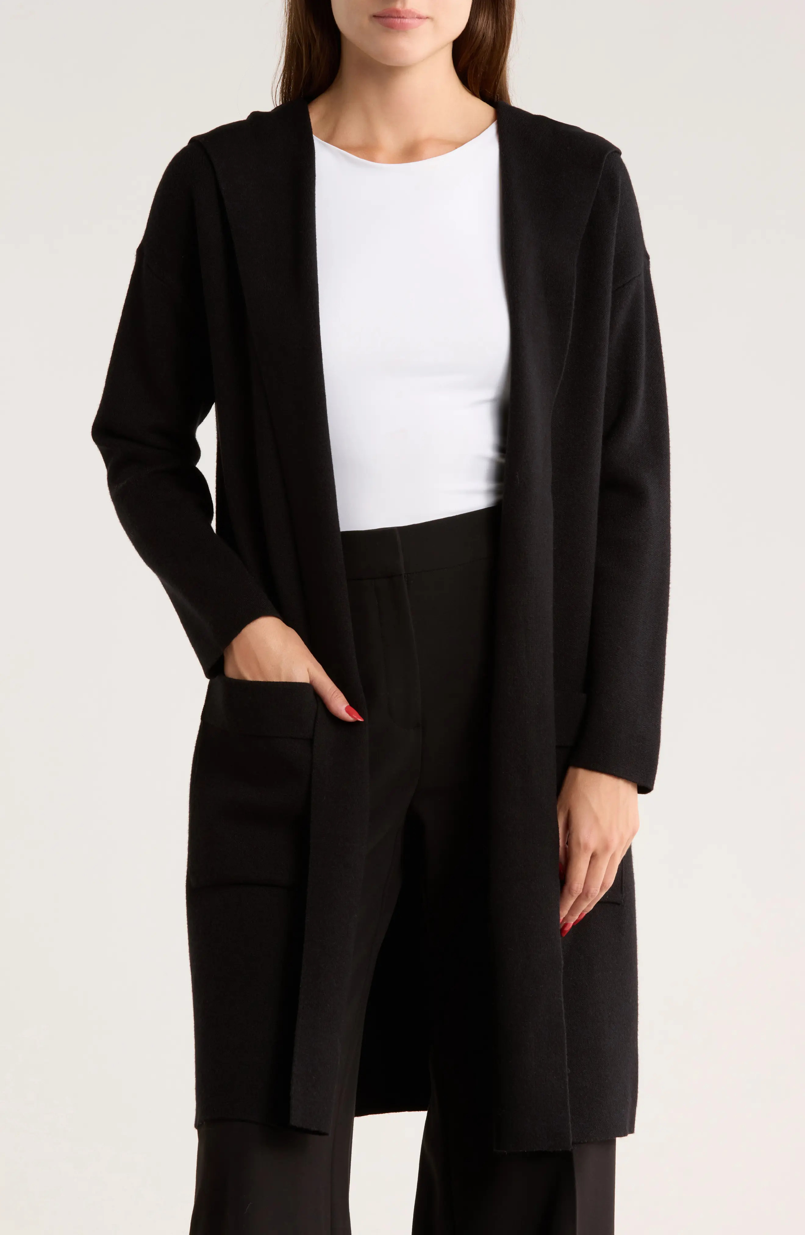 BY DESIGN Andrea Hooded Long Cardigan in Tapioca Heather at Nordstrom Rack, Size Small | Nordstrom Rack