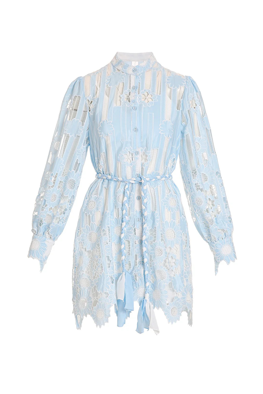 Whitney Floral Lace Mini Dress - Blue | Fancyd Boutiqe