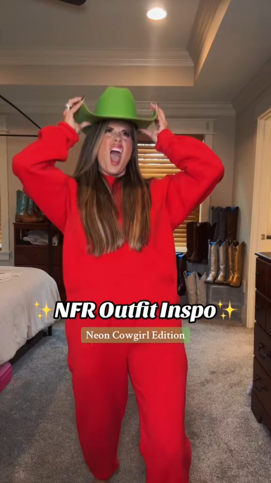 For the girlies who aren’t afraid to 💚STAND OUT💚
#nfr #nfroutfit #nfr2025 #nationalfinalsrodeo #lasvegasrodeo #cowgirloutfit #outfitinspo

#LTKStyleTip