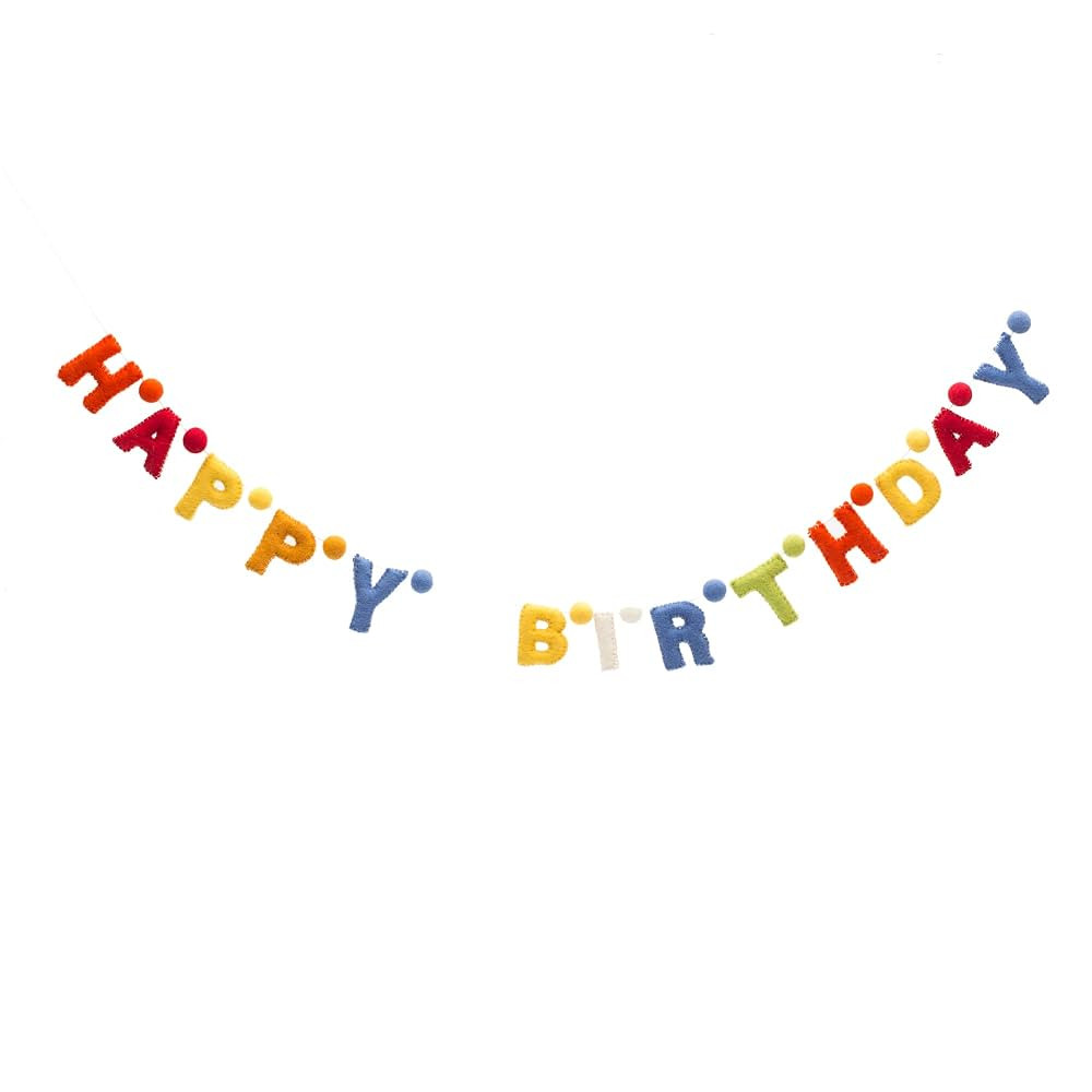 Glaciart One Happy Birthday Felt Banner - Natural Handmade Wool Letters & Balls - Birthday Party ... | Amazon (US)