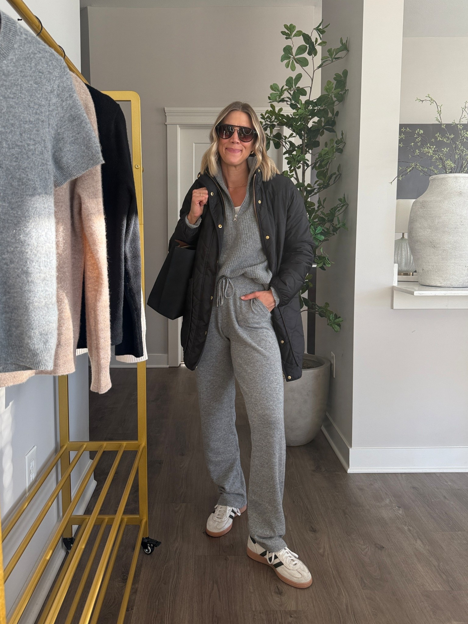 Wearing small cashmere 1/4 zip sweater, small cashmere pants, small quilted jacket 

@onequince #quincepartner

#LTKStyleTip #LTKFindsUnder50 #LTKFindsUnder100