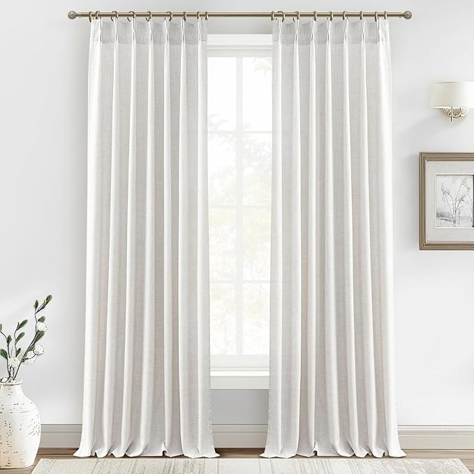 Extra Long 120 Inch Curtains,Thick Linen Lush Decor Sheer Pleated Drapes 2 Pages Viral Curtain wi... | Amazon (US)
