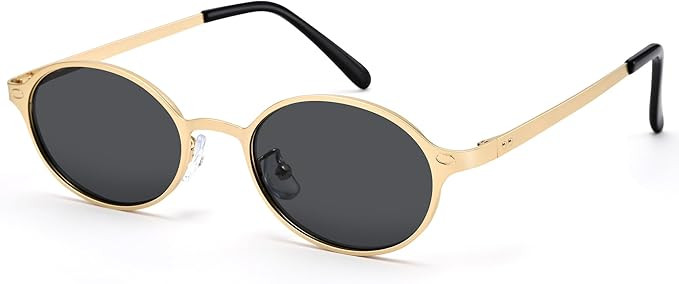 Retro Oval Sunglasses for Women - Trendy Gold Frame Shades Sun Glasses UV400 Protection | Amazon (US)