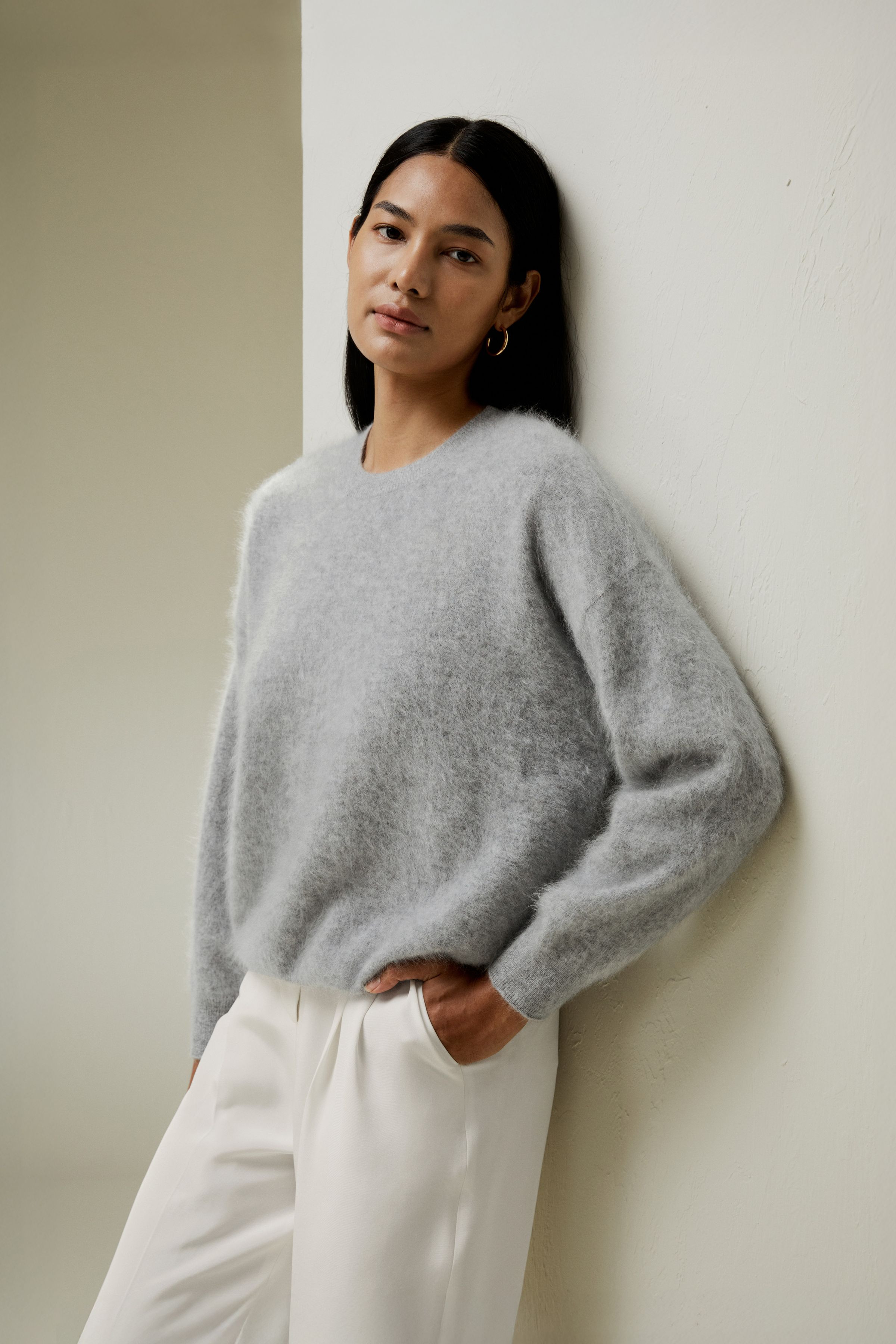 Brushed Cashmere Pullover Sweater | LilySilk