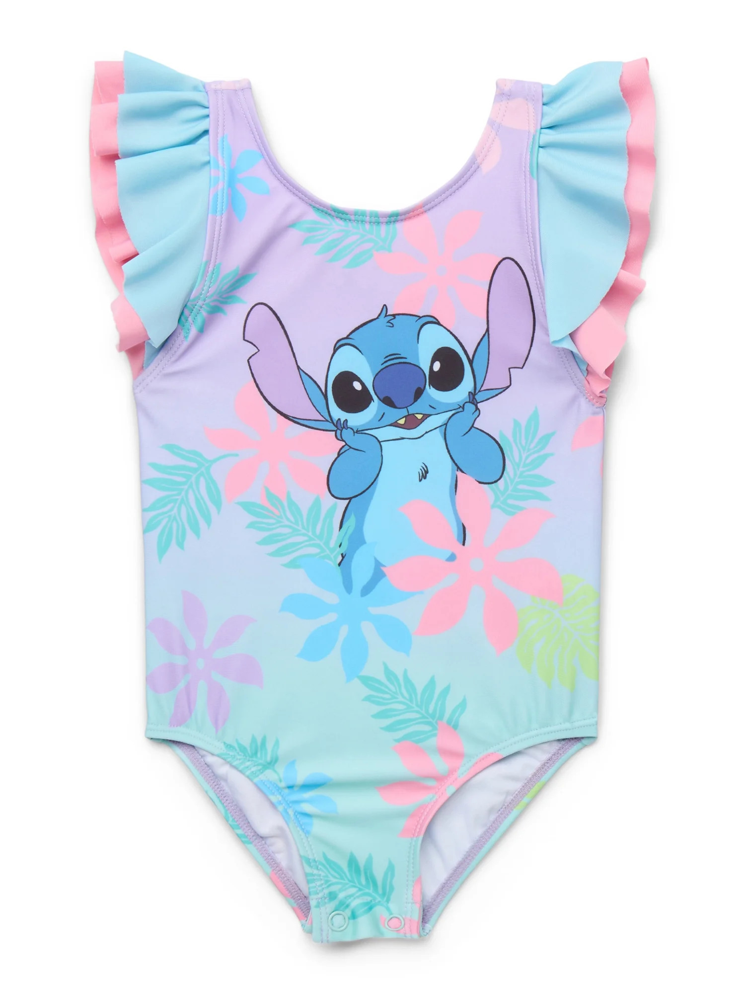 Disney Stitch Baby Girls Ruffle One Piece Swimsuit, Sizes 12M-24M | Walmart (US)