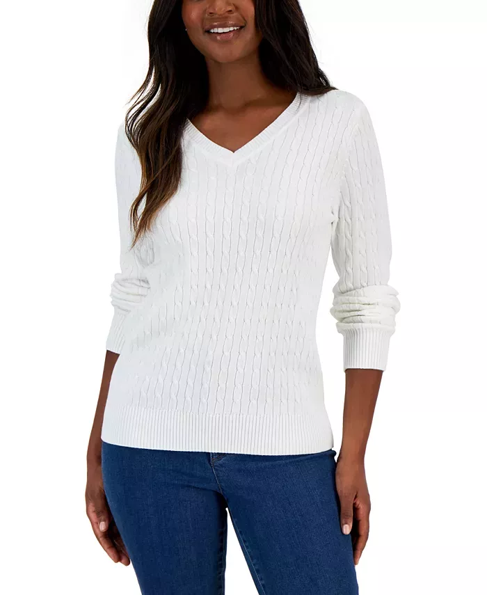 Buy Macy's Karen Scott Women Cotton V Neck Sweater - Sweaters for