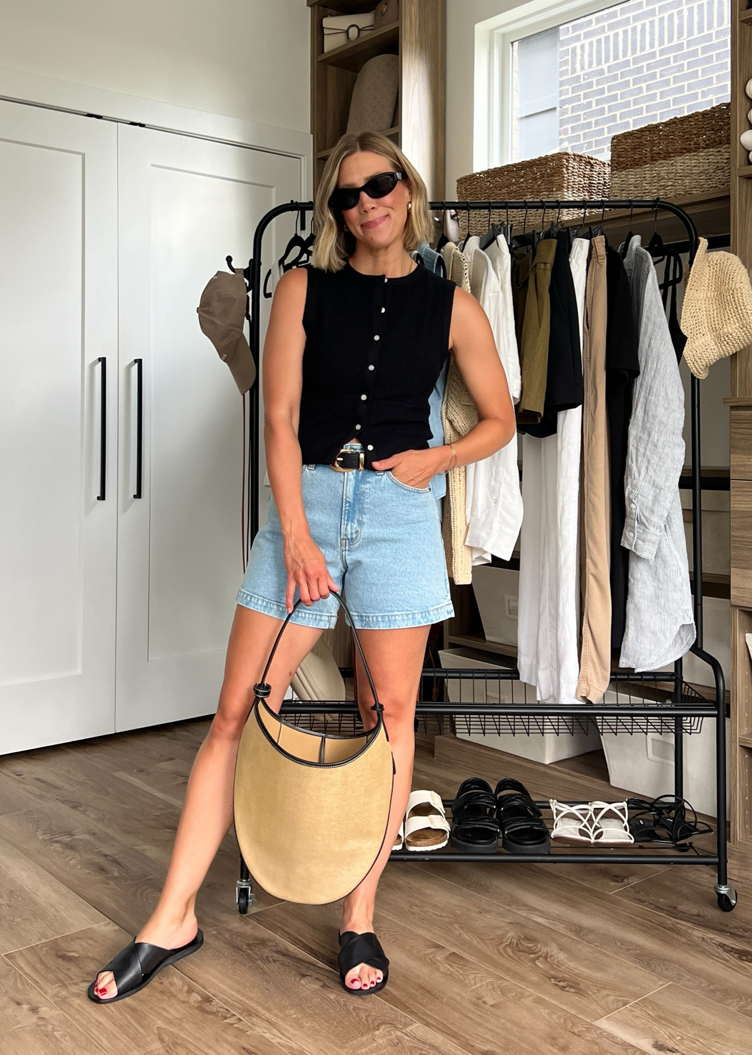 Wearing 26 shorts, small cardigan tank, s/m belt, sandals tts

#LTKStyleTip #LTKFindsUnder100 #LTKFindsUnder50