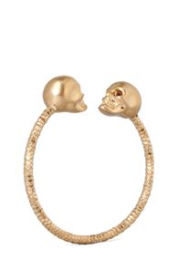 Alexander McQueen Twin Skull Brass Bracelet in Metallics | FWRD 