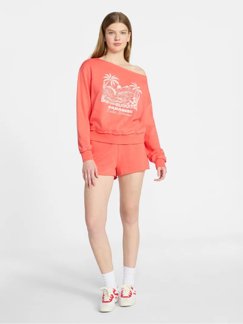 No Boundaries French Terry Pull On Shorts, 2" Inseam, Women's XXS-XXL | Walmart (US)