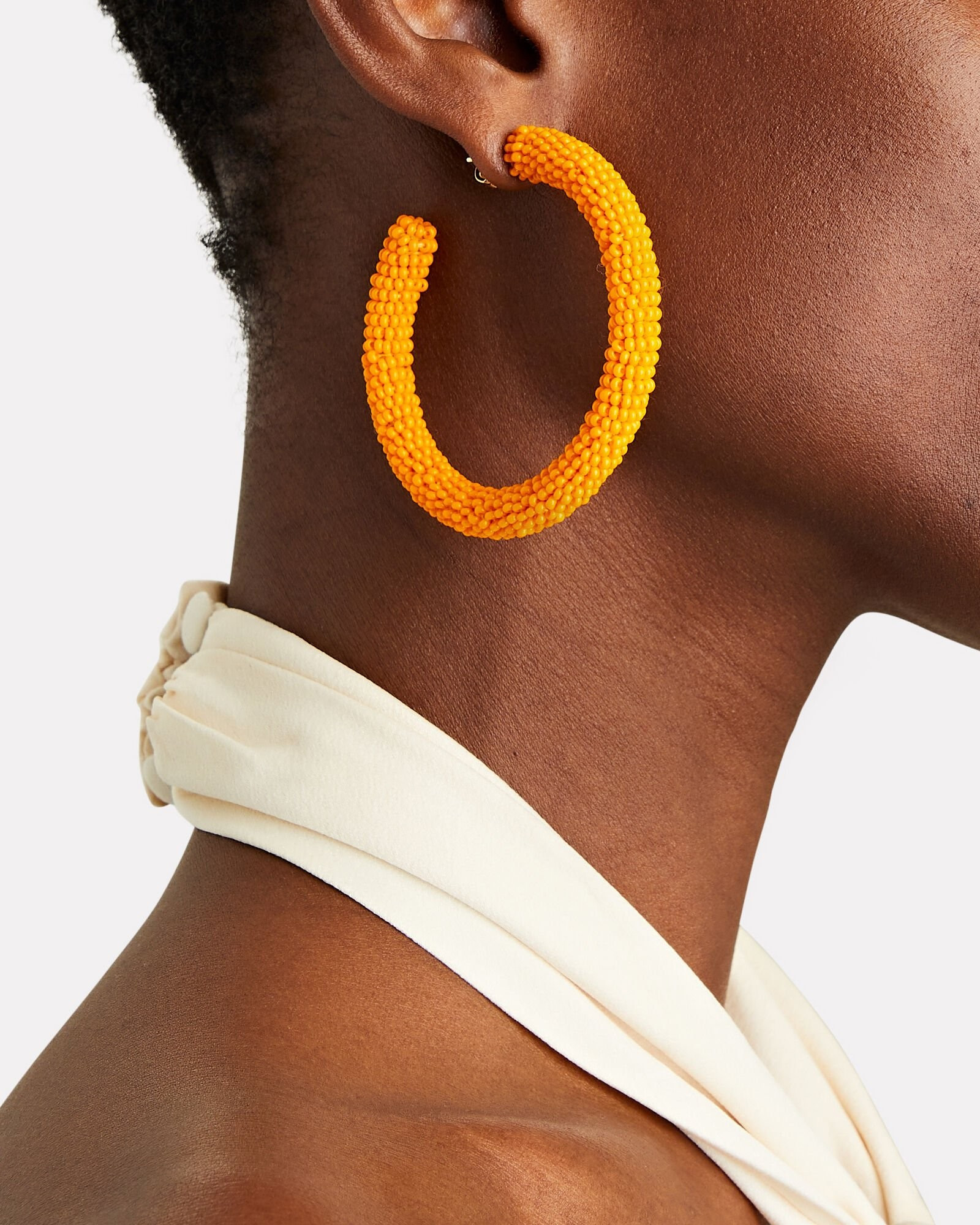 Zaria Beaded Open Hoop Earrings | INTERMIX