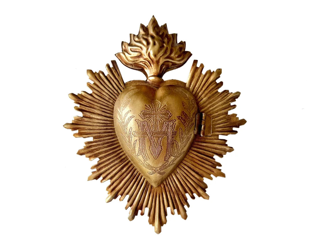 Sacred Heart, Milagro Heart, Antique Gold Heart Box, Catholic Heart, Prayer Box | Etsy (US)