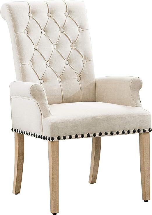 adochr Upholstered Fabric Accent Dining Chair, Elegant Tufted Club Dining Room Kitchen Room Arm D... | Amazon (US)