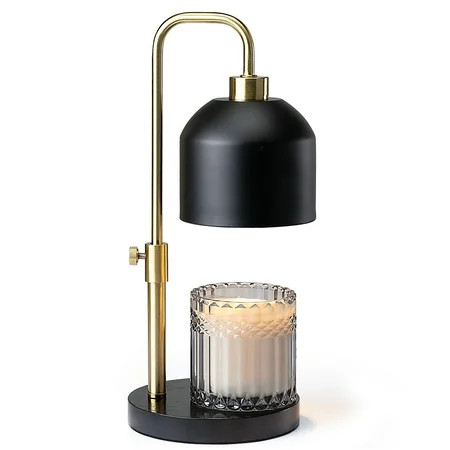 Better Homes & Gardens Matte Black Metal Candle Warmer Lamp with Adjustable Height, Gold Accent | Walmart (US)