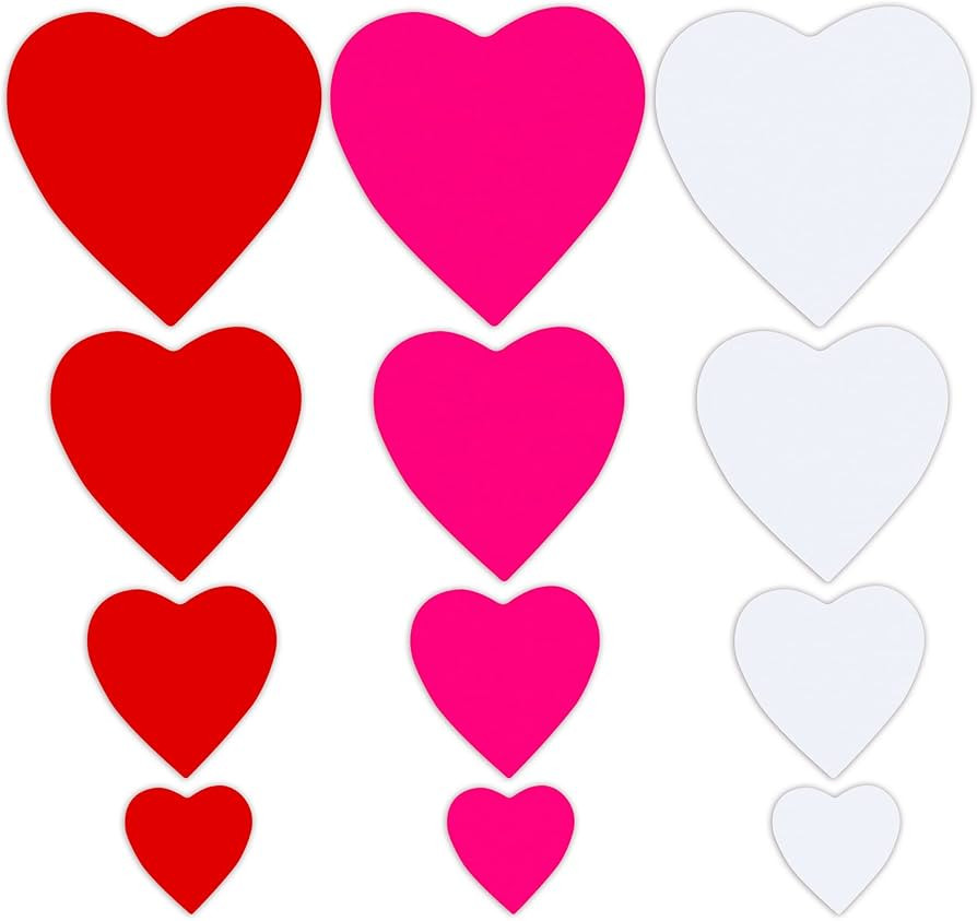 90 Pieces Heart Cutouts Heart Shape Paper Cutouts Paper Hearts 4 Size 4'' 6'' 8'' 10'' Large Hear... | Amazon (US)