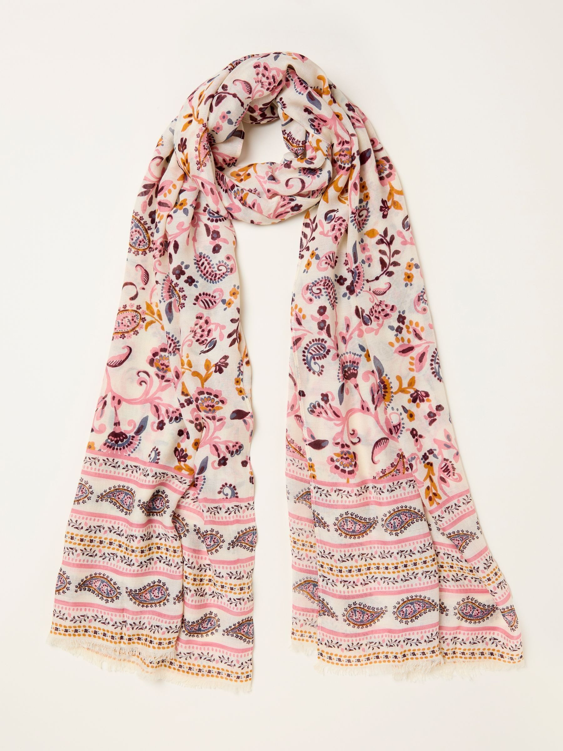 Ivory Paisley Floral Printed Lightweight Scarf | FatFace | Fat Face