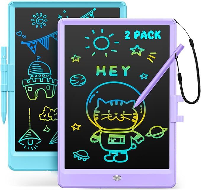 LCD Writing Tablet, 2Pack Reusable Drawing Pad for Kids, Colorful Doodle Board Kids Drawing Table... | Amazon (US)