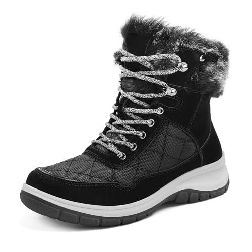 mysoft Women's Snow Boots Waterproof Insulated Warm Lace-Up Winter Booties for Outdoor | Amazon (US)