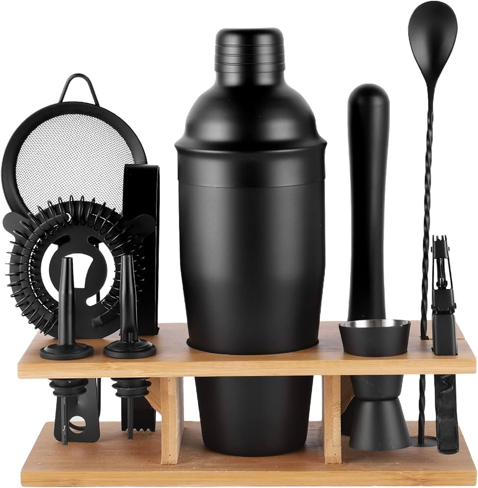JNWINOG 11Pcs-Cocktail Shaker Set Black Bartending Kit 25oz Cocktail Bar Set Cocktail Mix Drink M... | Amazon (US)