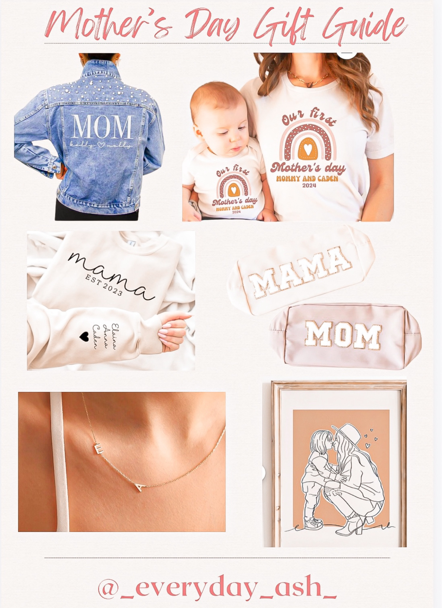 Mother’s Day Gift Guide 🤍

Gift for her, Mother’s Day, gift guide, personalized gifts, jean jacket, denim jacket, gifts for mom, first Mother’s Day, personalized sweatshirt, mama makeup bag, personalized necklace, personalized jewelry, personalized art work 

#LTKGiftGuide #LTKfindsunder50 #LTKfamily