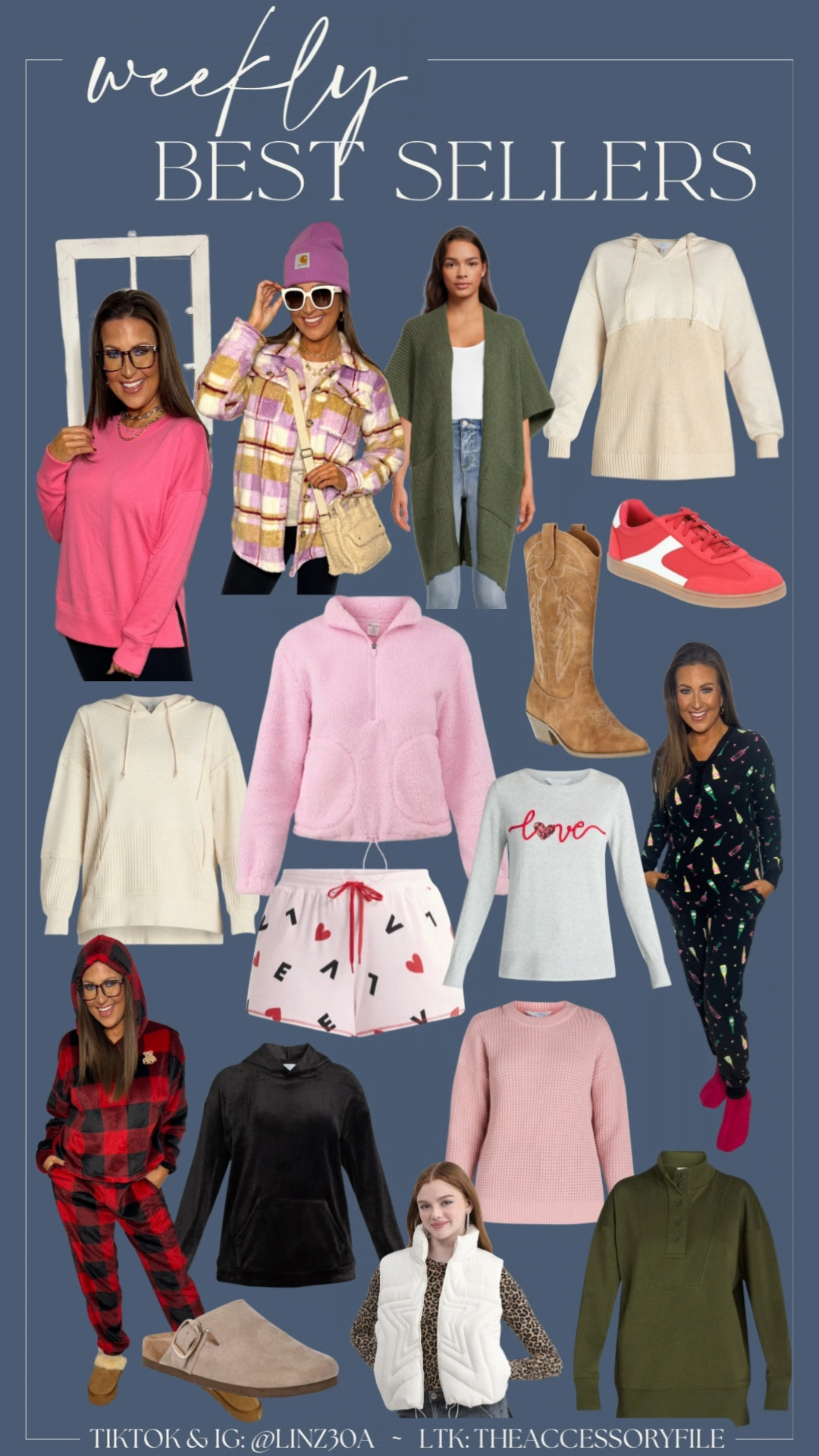 Last week’s best sellers!

Valentine’s Day sweater, Valentine’s Day outfit, winter outfit, winter fashion, pajamas, loungewear, shackets, western boots, pullovers, hoodies, viral Walmart sweatshirt, red sneakers, early spring fashion 

#LTKSeasonal #LTKFindsUnder50 #LTKStyleTip
