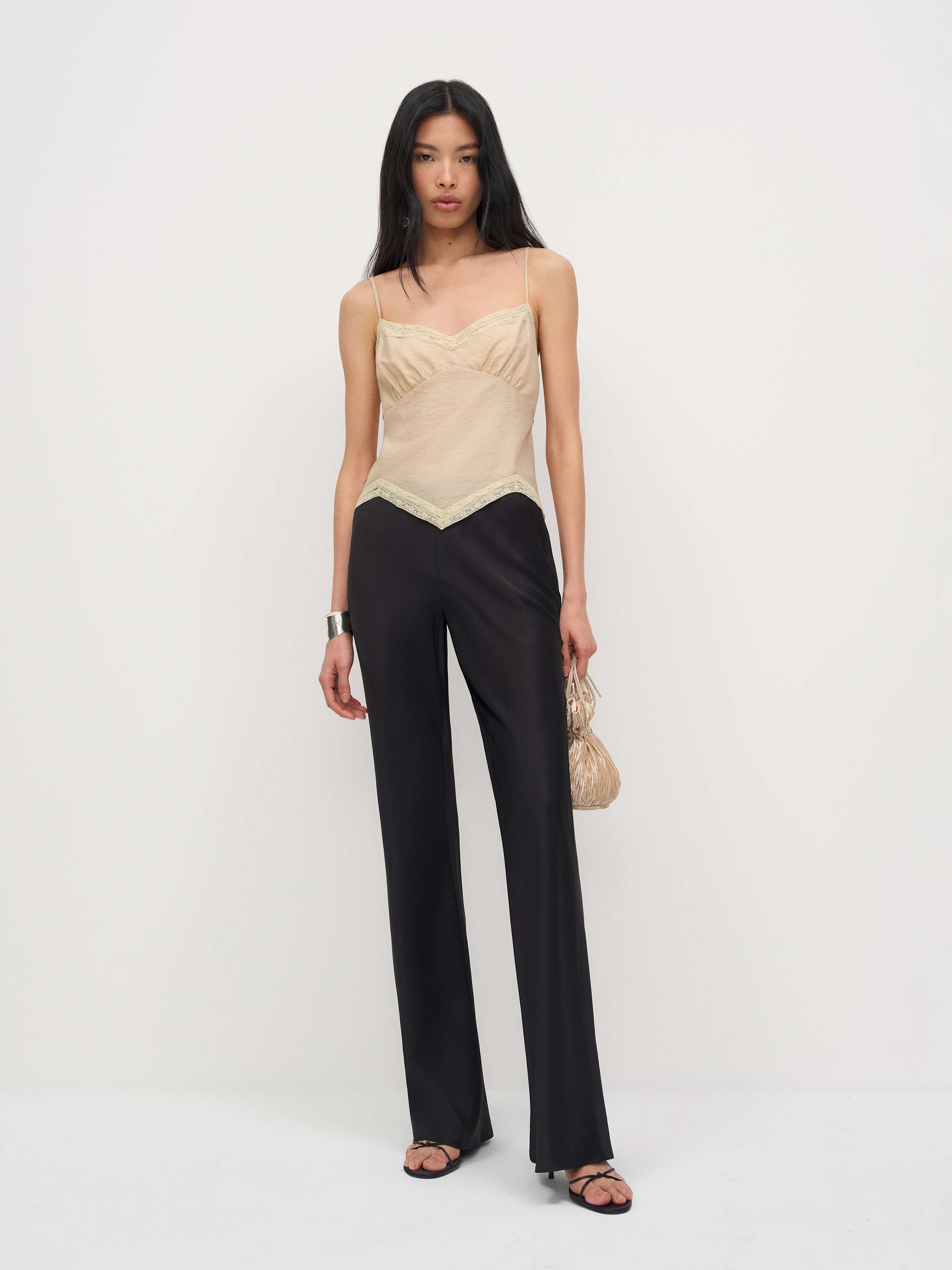 Gale Satin Mid Rise Bias Pant | Reformation (Global)